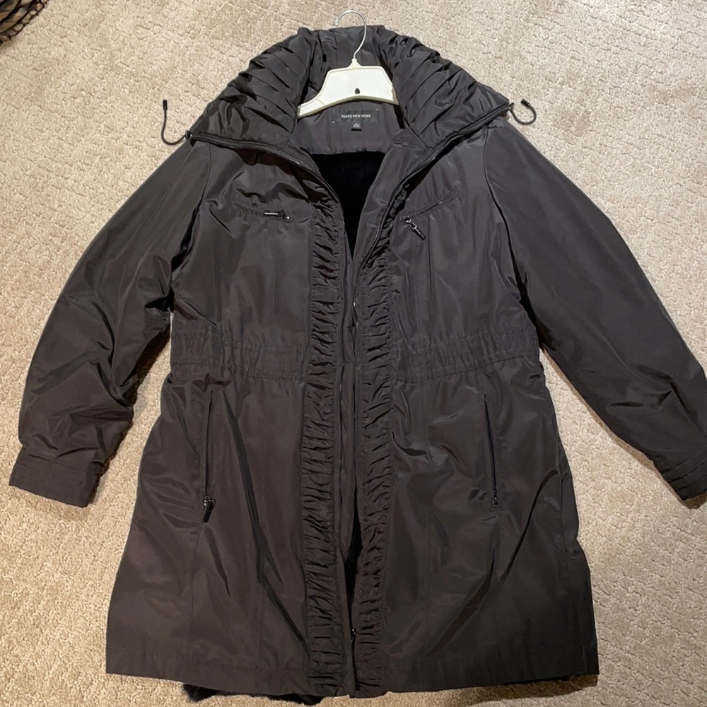 Women’s Jones New York Black Nylon Fur-lined coat size 1X